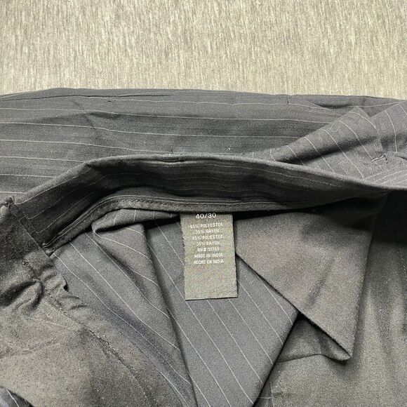 Perry Ellis Portfolio Men’s Vintage Black PinStripe Dress Pants 40x30 - Picture 7 of 12